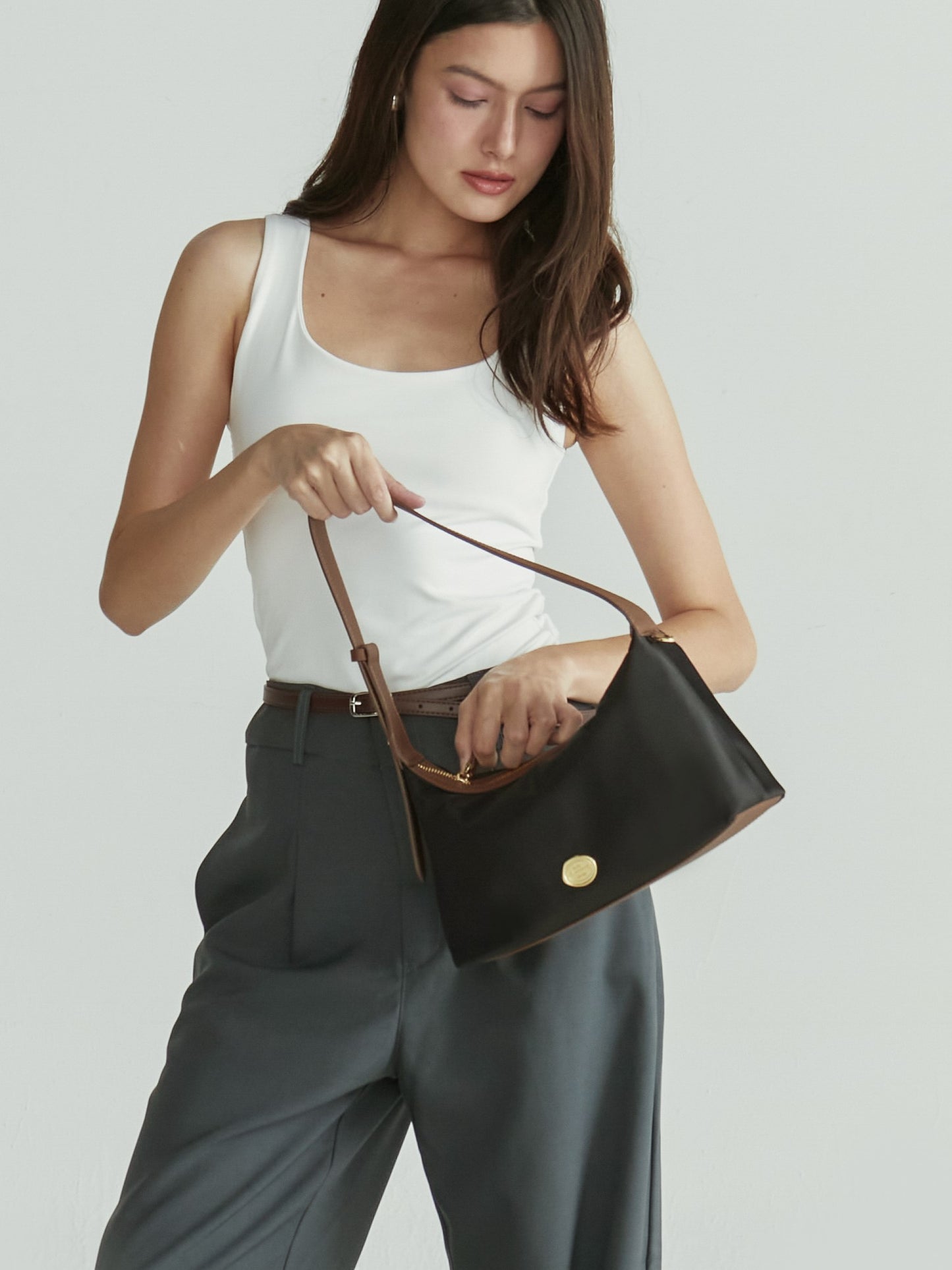 TANK Hobo bag : Should bag, Nylon with genuine leather