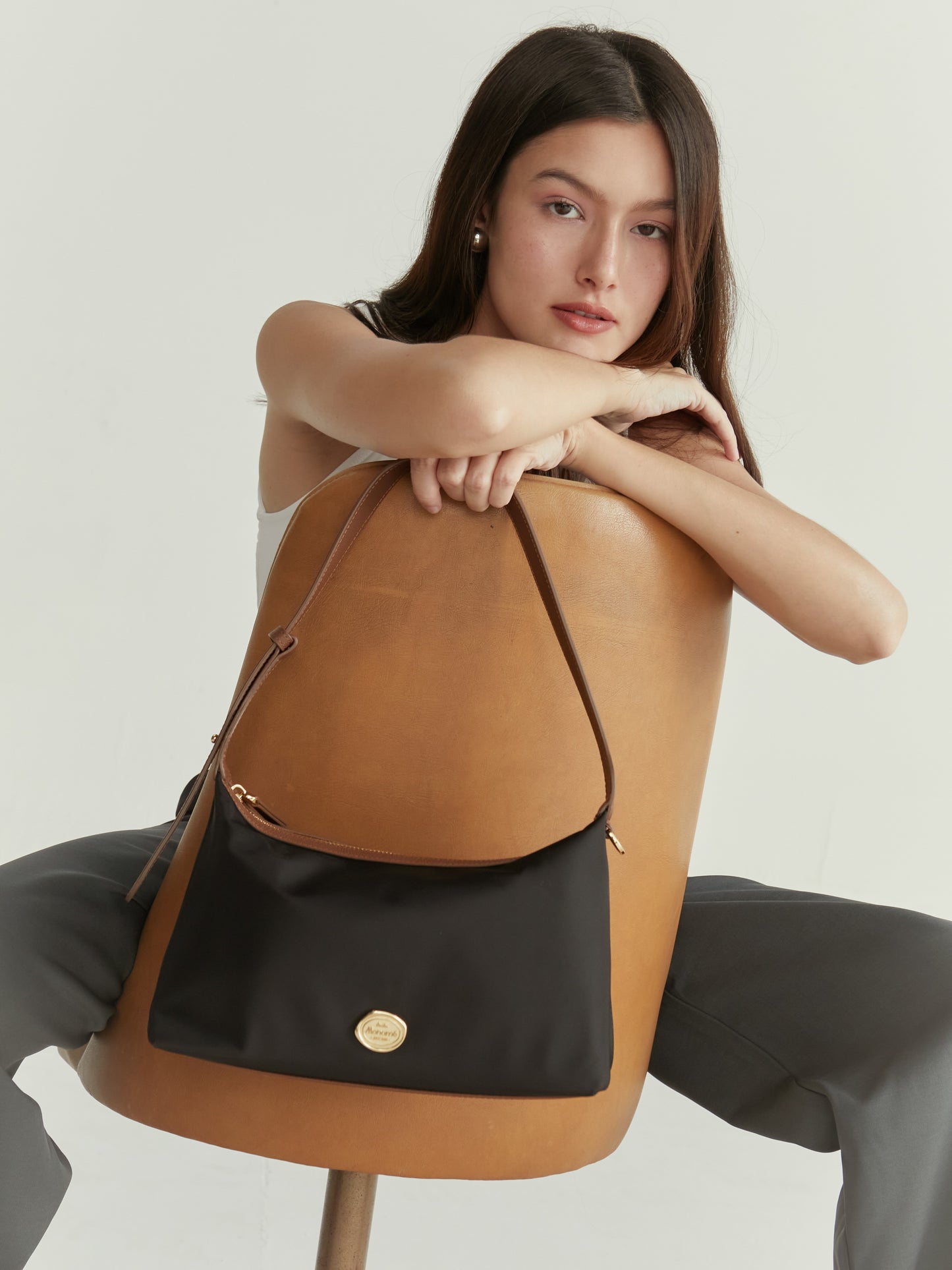 TANK Hobo bag : Should bag, Nylon with genuine leather