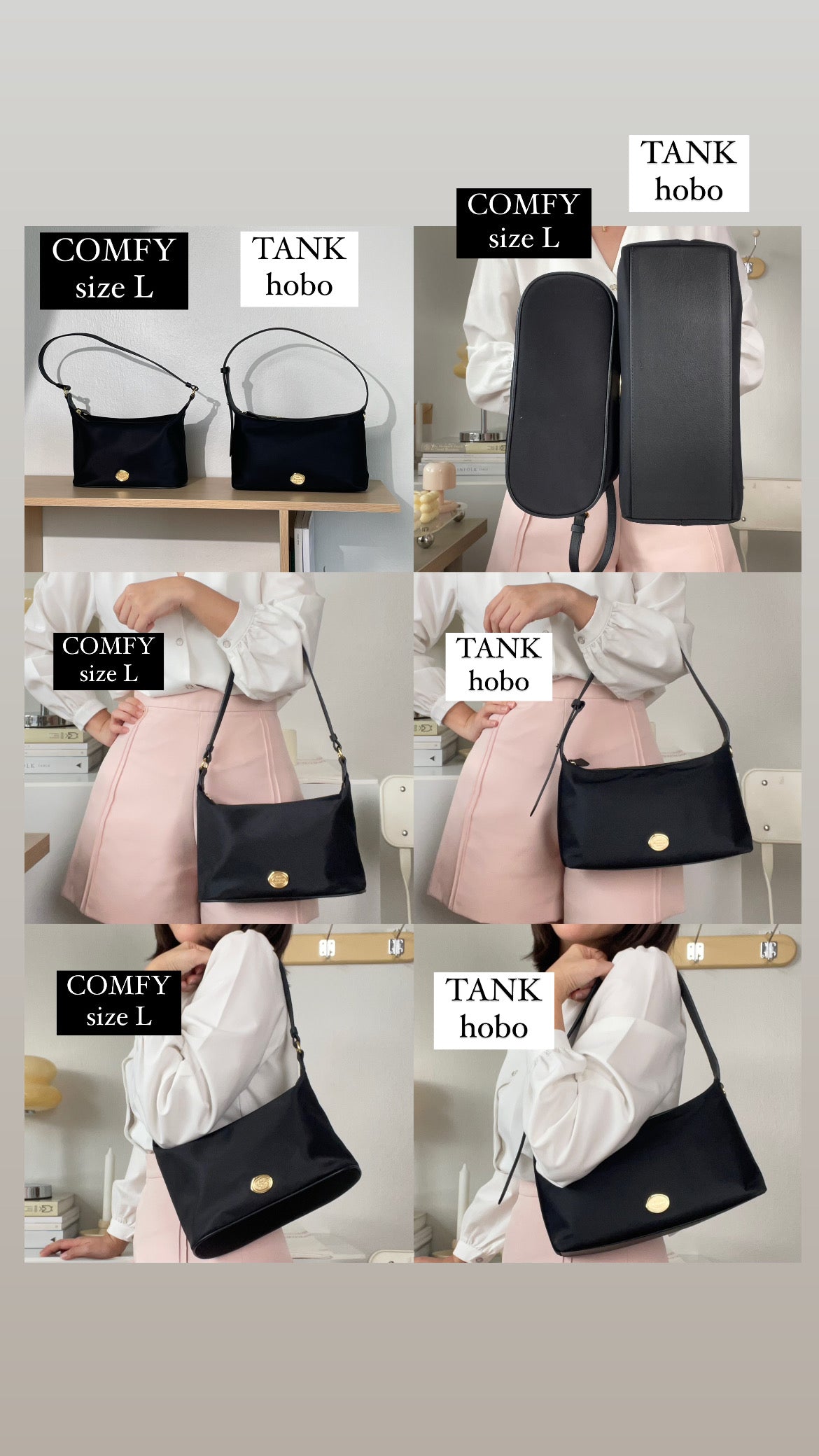 TANK Hobo bag : Should bag, Nylon with genuine leather