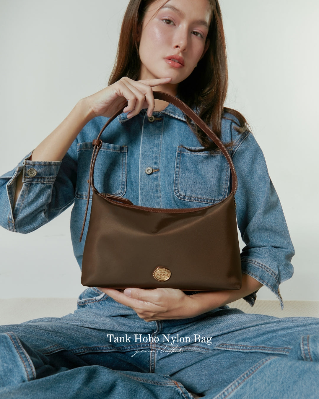 TANK Hobo bag : Should bag, Nylon with genuine leather